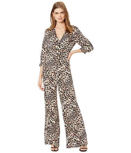 Imbracaminte femei bcbgmaxazria long sleeve printed jumpsuit neutralclassic leopard