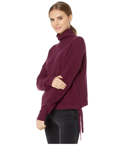 Imbracaminte femei bcbgmaxazria long sleeve pullover sweater with tie detail dark purple