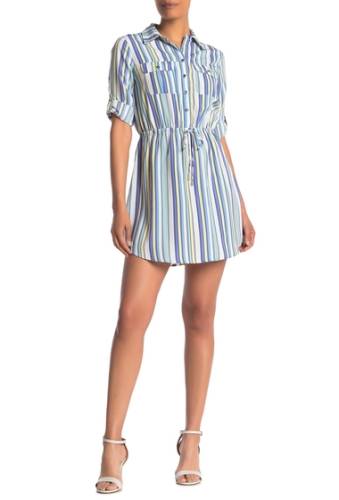 Imbracaminte femei be bop 34 sleeve stripe shirt dress sky mint