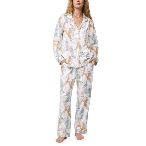 Imbracaminte femei bedhead pajamas long sleeve classic pj set bon voyage snoopy