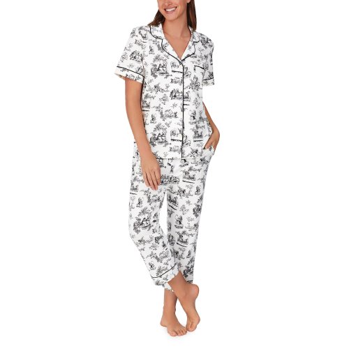 Imbracaminte femei bedhead pajamas organic cotton short sleeve cropped pj set alice in wonderland