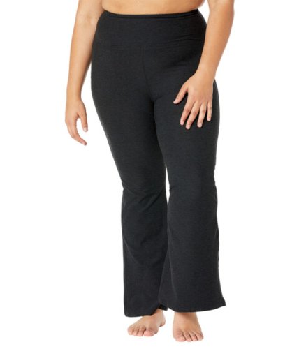 Imbracaminte femei beyond yoga plus size heather rib high-waisted midi leggings black heather