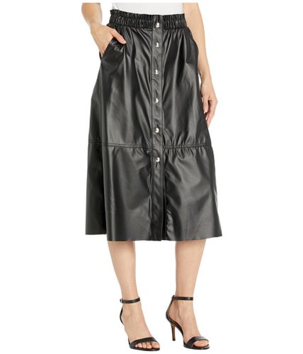 Imbracaminte femei blank nyc faux leather a-line skirt with snap detail onyx