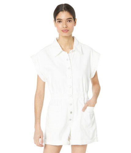 Imbracaminte femei blank nyc short sleeve denim buttoned romper white