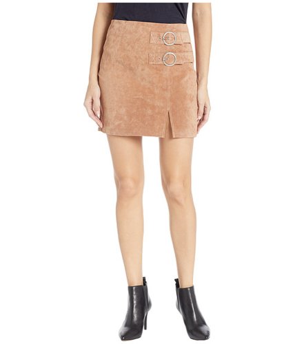 Imbracaminte femei blank nyc suede skirt with double buckle in hazelnut hazelnut