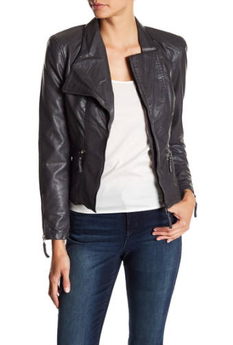 Imbracaminte femei blanknyc denim faux leather fitted moto jacket charcoal