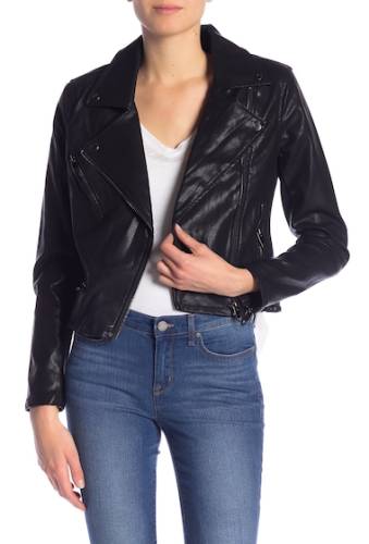 Imbracaminte femei blanknyc denim faux leather moto jacket blackened rose