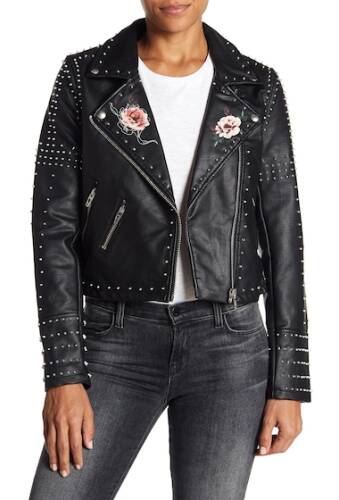 Imbracaminte femei blanknyc denim stud floral moto faux leather jacket heartbreaker
