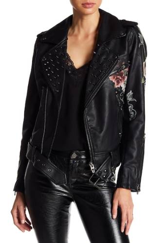 Imbracaminte femei blanknyc denim studded floral faux leather moto jacket love and leave