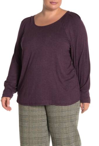 Imbracaminte femei bobeau malin puff sleeve knit shirt plus size plum perfect