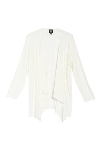 Imbracaminte femei bobeau rib knit waterfall cardigan plus size white