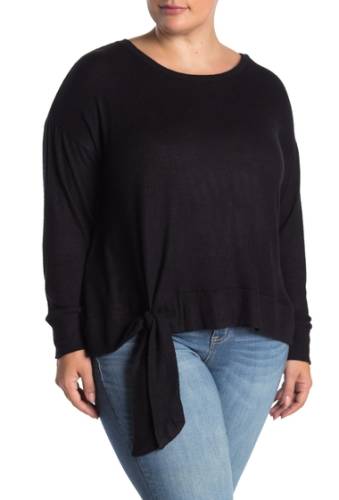 Imbracaminte femei bobeau ribbed trim side tie sweater plus size black