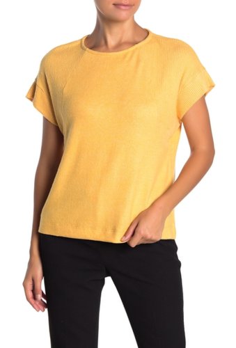 Imbracaminte femei bobeau short sleeve brushed knit pullover petite honeygold