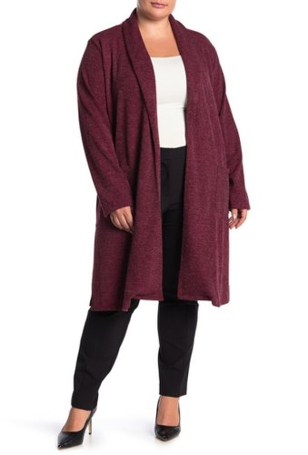 Imbracaminte femei bobeau textured knit duster plus size burgundy