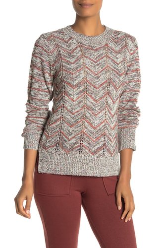 Imbracaminte femei bobeau zigzag space dye knit sweater oatmeal mix