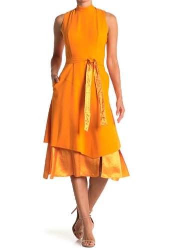 Imbracaminte femei boss kethea mixed layer sleeveless midi dress bright orange