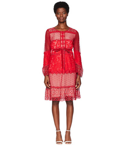 Imbracaminte femei boutique moschino patchwork lace dress fantasy print red