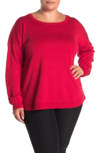 Imbracaminte femei cable gauge curved hem dolman sweater plus size red rouge
