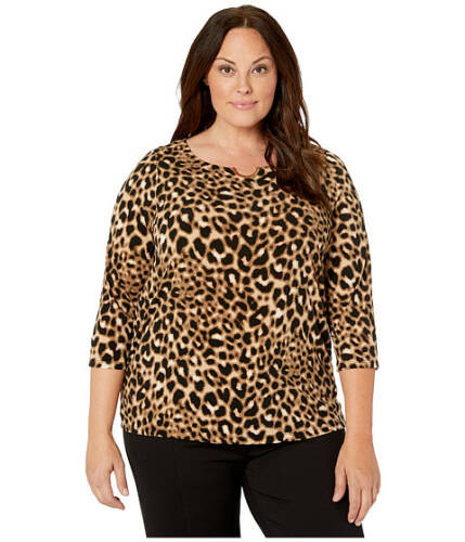 Imbracaminte femei calvin klein plus size long sleeve top with ruching and hardware camelblack