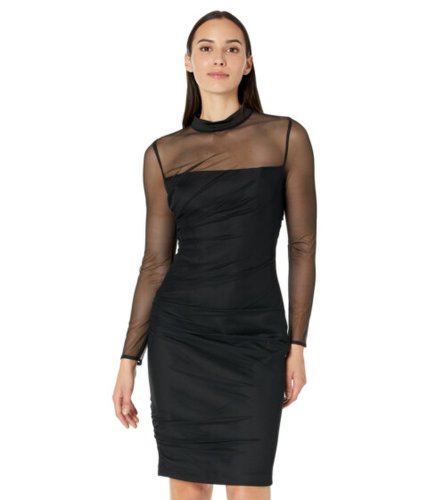 Imbracaminte femei calvin klein scuba dress with mash overlay black