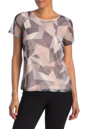 Imbracaminte femei calvin klein short sleeve geometric print mesh t-shirt blsh multi