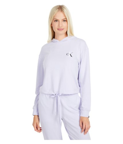 Imbracaminte femei calvin klein underwear one basic lounge french terry long sleeve hoodie purple aurora
