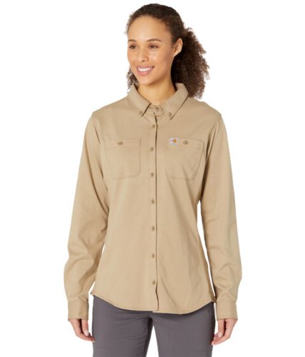 Imbracaminte femei carhartt flame-resistant force cotton hybrid shirt khaki
