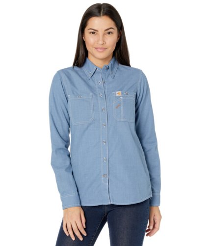 Imbracaminte femei carhartt flame-resistant force relaxed fit long sleeve shirt steel blue