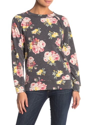 Imbracaminte femei caslon floral long sleeve cozy sweatshirt blk- pink bouquet flrl