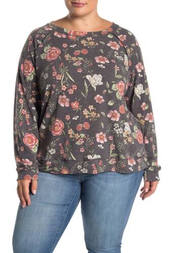 Imbracaminte femei caslon floral raglan sleeve cozy sweatshirt gray- red vine flrl