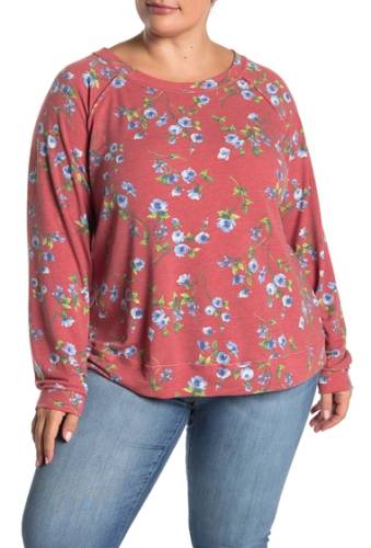 Imbracaminte femei caslon floral raglan sleeve cozy sweatshirt red- blue belle flrl