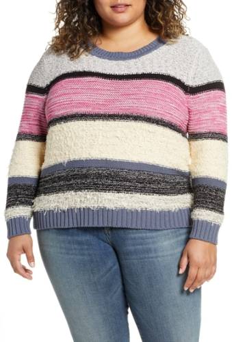Imbracaminte femei caslon marl stripe sweater plus size ivory- pink odetta stp