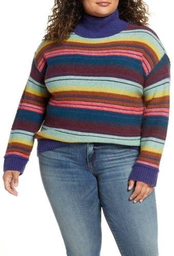 Imbracaminte femei caslon mock neck stripe sweater plus size blue joni stp