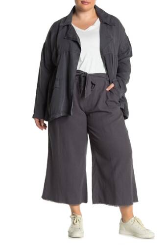 Imbracaminte femei caslon solid linen blend crop pants plus size grey forged