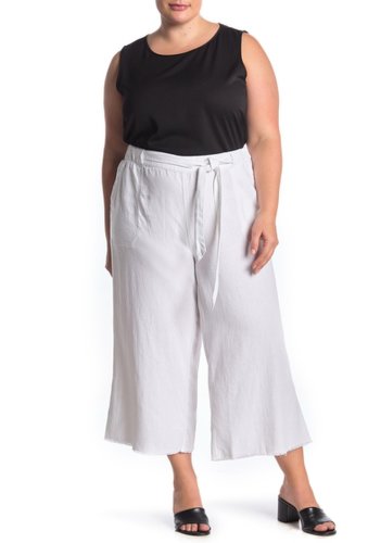 Imbracaminte femei caslon solid linen blend crop pants plus size white