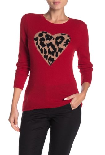 Imbracaminte femei catherine catherine malandrino leopard heart cashmere sweater red carmin