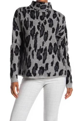 Imbracaminte femei catherine catherine malandrino leopard print mock neck cashmere sweater flannelblkchalkboa
