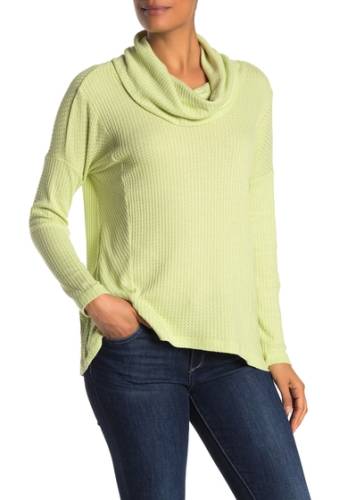Imbracaminte femei catherine catherine malandrino waffle knit mock neck long sleeve top neon lime