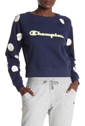 Imbracaminte femei champion campus french terry cropped pullover drop shadow dotathletic navy