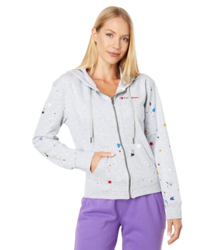 Imbracaminte femei champion campus french terry full zip hoodie oxford grey heatherpaint splatter