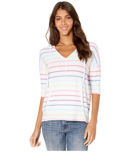 Imbracaminte femei chaser cozy knit 34 sleeve pullover hoodie rainbow stripe