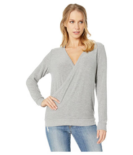 Imbracaminte femei chaser cozy knit long sleeve v-neck pullover heather grey