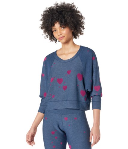 Imbracaminte femei chaser plum hearts cozy knit raglan sleeve sweatshirt avalon