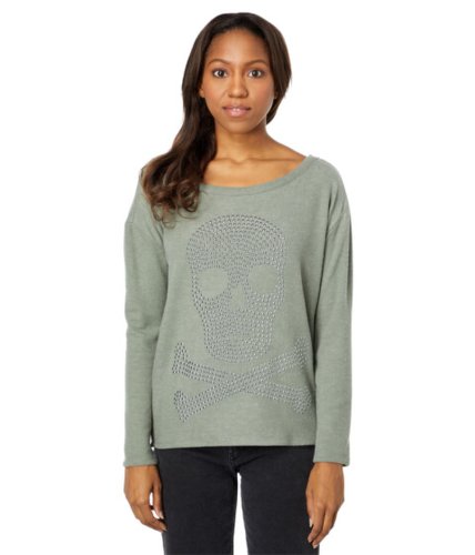 Imbracaminte femei chaser quotstudded skullquot sustainable bliss knit long sleeve dolman pullover safari