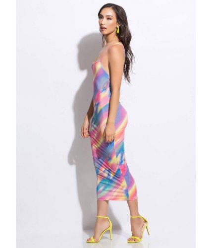 Imbracaminte femei cheapchic blend in abstract print maxi dress multi