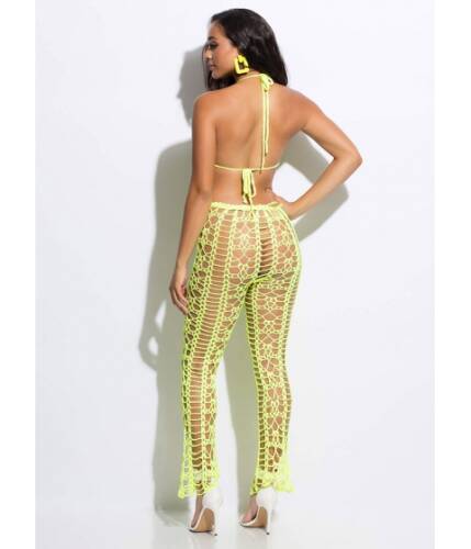 Imbracaminte femei cheapchic catch me if you can netted jumpsuit neonyellow