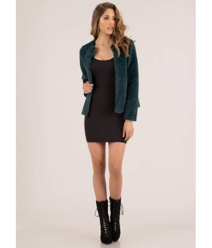 Imbracaminte femei cheapchic classic beauty boxy faux fur coat huntergreen