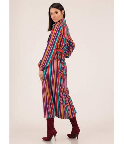 Imbracaminte femei cheapchic color pattern striped maxi shirt dress multi