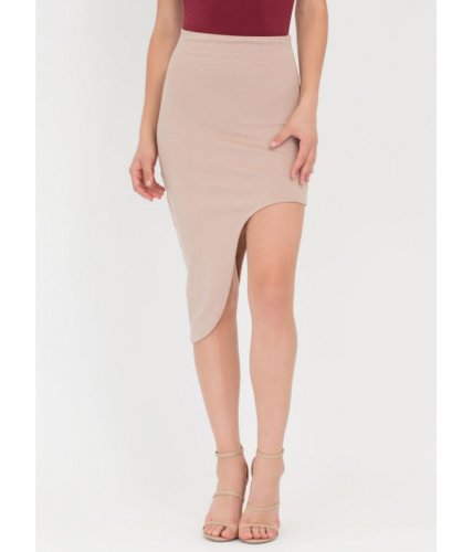 Imbracaminte femei cheapchic curves and more curves high-low skirt taupe