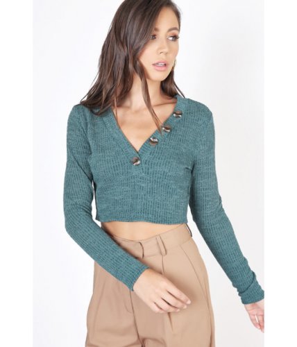 Imbracaminte femei cheapchic cute as a button deep-v crop top huntergreen
